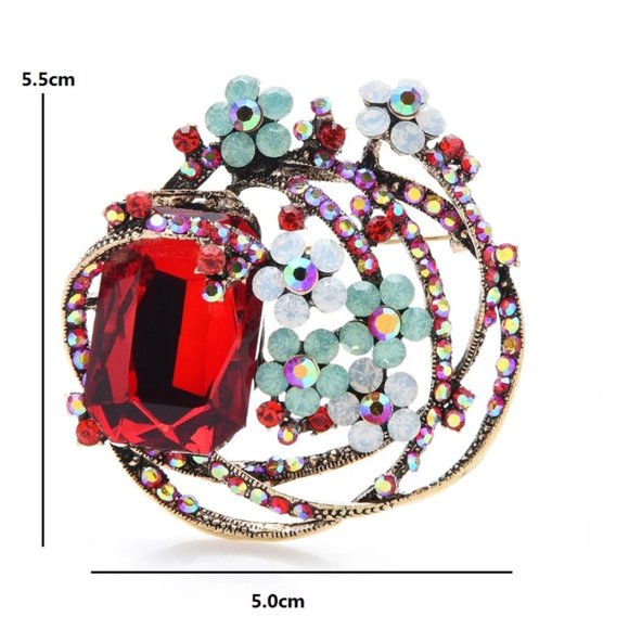 Large Crystal Flower Brooch - Picture 5 of 5